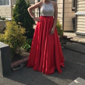 Elegant Red and Sliver prom dress , fits perfect!